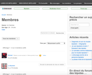 Liste de membres en recherche avancée